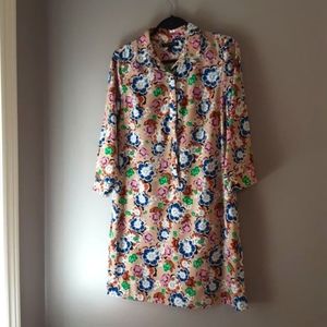 Banana Republic Tan Floral Shirt Dress Size 10
